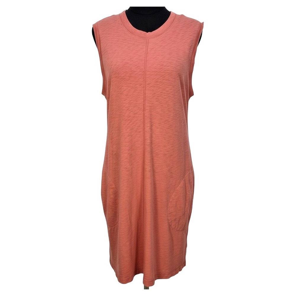 Women's ATM Anthony Thomas Melillo L Coral Pima Cotton T-Shirt Dress Pockets
